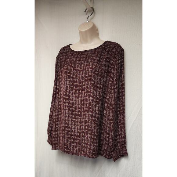 Loft Outlet Medallion Ballet Neckline Long Sleeve Relaxed Fit Blouse Size XL - Picture 4 of 10